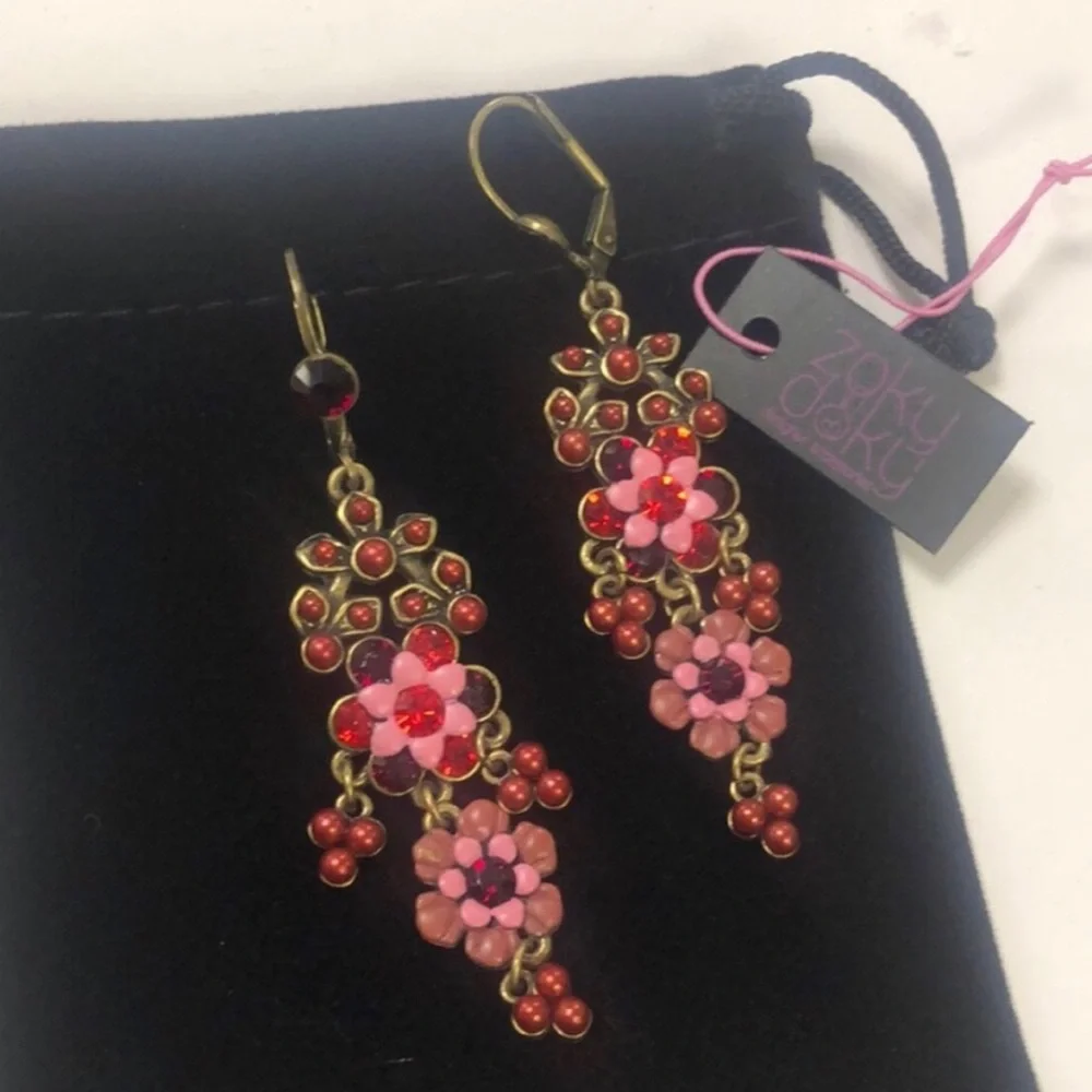 Vintage Inspired Pink Flower Whisper Dangles-NWT-Boutique